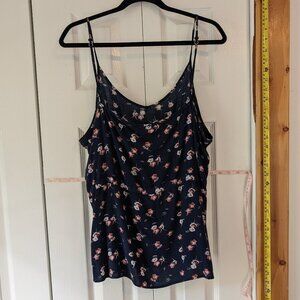 Blue, floral tank top XL